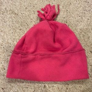Pink fleece winter beanie hat